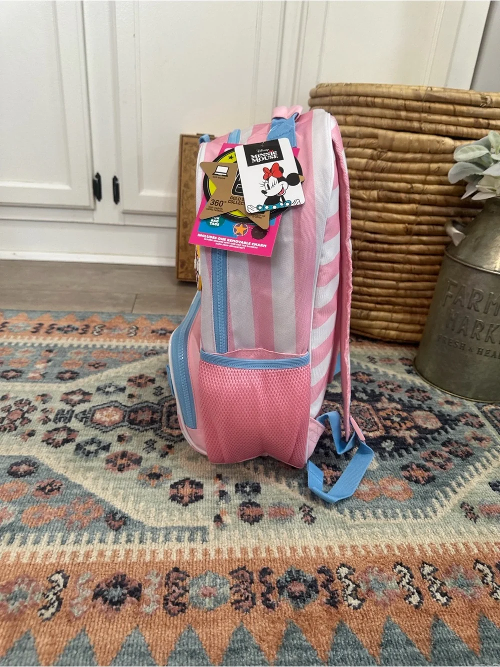 New Bio World Disney Minnie Mouse Large Book bag Pink Kids School Large Backpack